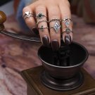 9pcs/set Geometric Triangle Rhinestones Rings Boho Vintage Punk Knuckle Midi Finger Rings For Women 