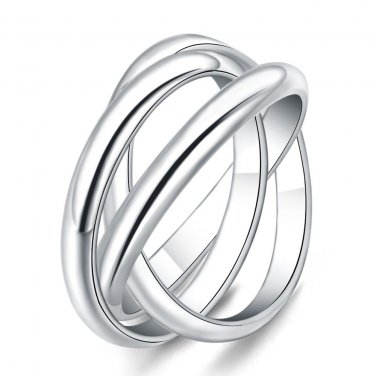 Beautiful Valentine\'s gift Silver ring jewelry 3 circle hot cute noble pretty fashion Wedding silve