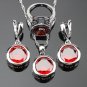 Handmade Round Green Cubic Zirconia Silver Women 925 Jewelry Sets Pendant/Necklace Chain/Earrings/Ri
