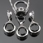 Handmade Round Green Cubic Zirconia Silver Women 925 Jewelry Sets Pendant/Necklace Chain/Earrings/Ri