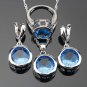 Handmade Round Green Cubic Zirconia Silver Women 925 Jewelry Sets Pendant/Necklace Chain/Earrings/Ri