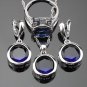 Handmade Round Green Cubic Zirconia Silver Women 925 Jewelry Sets Pendant/Necklace Chain/Earrings/Ri