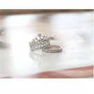 H:HYDE Sweety Simple Silver Color Party Girls Bague Classic Crown Rings Women Lovely Jewelry Rings F