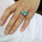 2017 Rings For Women Silver Plated Engagement Big Blue Crystal Stone Zircon Ring Women Wedding Brida