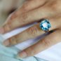 2017 Rings For Women Silver Plated Engagement Big Blue Crystal Stone Zircon Ring Women Wedding Brida