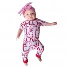 Cute Baby Boys Girls Clothes Newborn Infant Toddler Kids Bodysuit Short Sleeve Cotton Love Print Bod