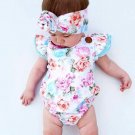 newborn baby boutique vintage floral romper jumpsuit Girl Bloomer Ruffle Romper Kids clothes matched