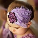 Drop shipping New Flower Cotton  Hairbands Girls Headband Cute Hairband  Light Purple Feather Hair A