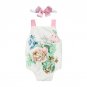 2Pcs/Set Baby Kids Girl\'s Sleeveless Floral Printed Playsuit Jumpsuit Rompers One-Pieces +Headband