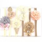 3pcs/set Mix Style Simulated-pearl Ribbon Lace Flower Headband Baby Girl Headbands Elastic Hairband 