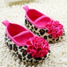Kids Girl Leopard Baby Shoes Peony Flower Infant Toddler Crib Shoes