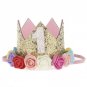 Baby Girl First Birthday Decor Flower Party Cap Crown Headband 1 2 3 Year Number Priness Style Birth