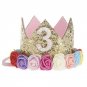 Baby Girl First Birthday Decor Flower Party Cap Crown Headband 1 2 3 Year Number Priness Style Birth