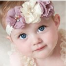 20Clrs New Fashion Hot children kids Baby girls pearl diamond 3 flowers Headband Headwear Hair Band 
