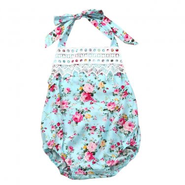 Ruffles Floral Bow-knot Romper baby clothes Toddler Infant Baby Girl sleeveless Romper Jumpsuit Play