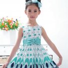 New Kids Girls Bow Belt Sleeveless Bubble Peacock Dress Party Clothing