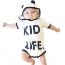2017 New Newborn Kid Life Letter Print Rompers Baby Boy Girl Clothes Hoodies Short Sleeve Jumpsuit L