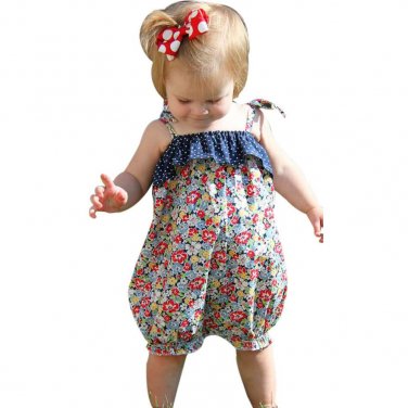 2017 Newborn Girl Romper Clothes Summer Sleeveless Strap Floral Prints Jumpsuit Outfits Sunsuit with