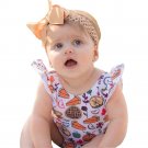 Newborn Infant Baby Girl Fall Thanksgiving O-Neck Short Sleeve Romper Sunsuits Clothes Outfits Cotto