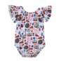Newborn Infant Baby Girl Fall Thanksgiving O-Neck Short Sleeve Romper Sunsuits Clothes Outfits Cotto
