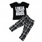 2PCS Toddler Kids Infant Baby Boy Letter T shirt Tops Pants Outfits Clothes Set