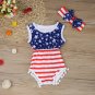 Newborn Baby Rompers American Flag Pattern Baby Clothing Set Rompers + Headbands 2pcs Summer Infant