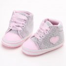 Pink Polka Dot Cotton Soft Sole Baby Shoes Lace-up Spring/Autumn First Walkers Newborn Infant Toddle
