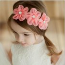 2017 New Ribbon Pearl Diamond Hairband Newborn Hair bands Sewing 3 Flowers Headband Kids Hair Access