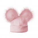 2017 Cute Baby Faux Raccoon Hat Double Fur Pom Pom Cotton Knitted Kids Newborn Child Caps Cartoon Ha