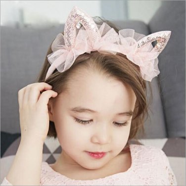 kawaii princess cat ears veil tiara girls kids hairband hair head hoop band accessories for children
