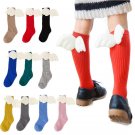 Autumn Winter New Style Children Socks White Wings Design Knee High Cotton Socks Boys Girls 1-10 Yea