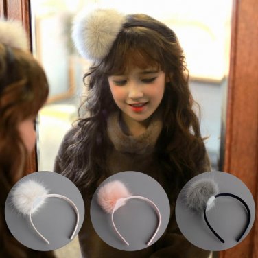 1PCS New Cute Extra Large Hair Ball Ear Hair Hoop Boutique Baby Hairbands Princess Headwear Girls Ac