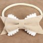 Retail  Cute bow headband Fabric Bows with soft nylon hairband Newborn Headbands Bow Knot for photo 