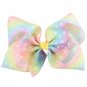 7\' Large Metalic Printed Ribbon Hair Bows With Clips For Kids Girls Handmade Big Unicorn Heart Bows