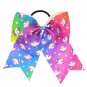 7\' Large Metalic Printed Ribbon Hair Bows With Clips For Kids Girls Handmade Big Unicorn Heart Bows