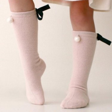 2017 Cute Baby Long Booties Kids Bow Knee High Socks Children Baby Girls Knee High Socks with Bows B