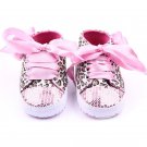Autumn Newborn Baby Girl Shoes Sequin Leopard Lace Up Non-Slip Sneaker Shoes 0-12M