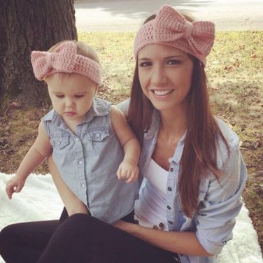 2Pcs/set Mom and Baby Matching Handmade Knit Bow  Headband Women Headband Infant Kids Crochet Hair b