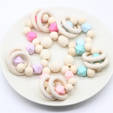 Woodiness Pacifier BPA Free Baby Teether Hand made Funny Colorful Bead Clip Holder Pacifier Clips So