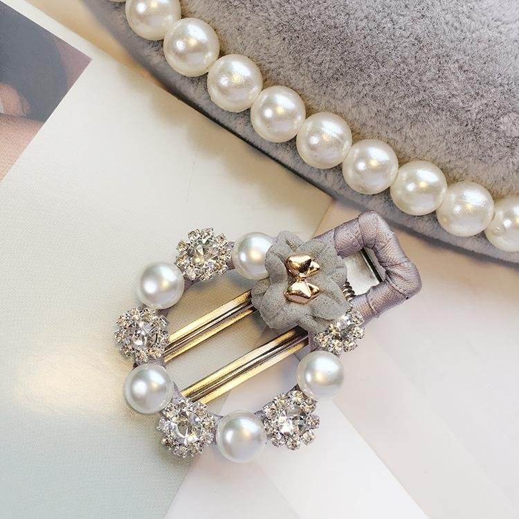 New Baby Hair Clips rhinestone Pearls Hairpins Children Hair Accessories Flower Wrapped Bow With Pea