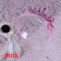 1PC Cute Kids Girls Pearls Lace Bow Ribbon Crown Princess Christmas Party Birthday Hair Band Hoop Ac