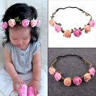 1 Pc Baby Kids Girls Beautiful Princess Handmade Rose Flower Headband Stretchable Soft Hairband Head