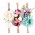 3 Pcs/Set Newborn Flower Headband Nylon Faux Flower Party Flowers Hair Bands Newborn Headwear Photog