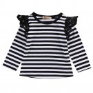 2016 Autumn Newborn Baby Girls Toddler Kids Clothes Cotton Lace Flying Long Sleeve T-shirts Tops Out