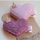 2pcs/set Baby Girls Hair Accessories Sequin  Heart Bear Shiny Fabrics And Crown Hair Clip Kids Child