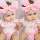 Newborn Infant Baby Girls Lace Floral Clothes Bodysuits Flower Pink Jumpsuit Headband Outfits Baby C