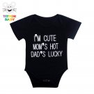 2017 Newborn Mom\'s Hot Dad\'s Letter Print Black Short Sleeve Tiny Cottons 2017 Baby unisex Bodysui
