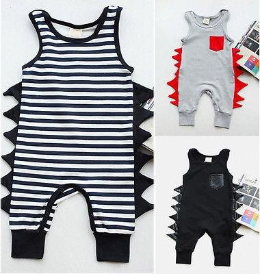 Cotton Newborn Baby Boy Sleeveless Dinosaurs Cotton Romper Jumpsuit Playsuit Outfit Clothes 0-24M