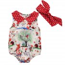 Newborn Baby Infant Girl Clothes Peter pan Collar Floral Cartoon Romper Jumpsuit Sunsuit + Headband 