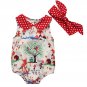 Newborn Baby Infant Girl Clothes Peter pan Collar Floral Cartoon Romper Jumpsuit Sunsuit + Headband
